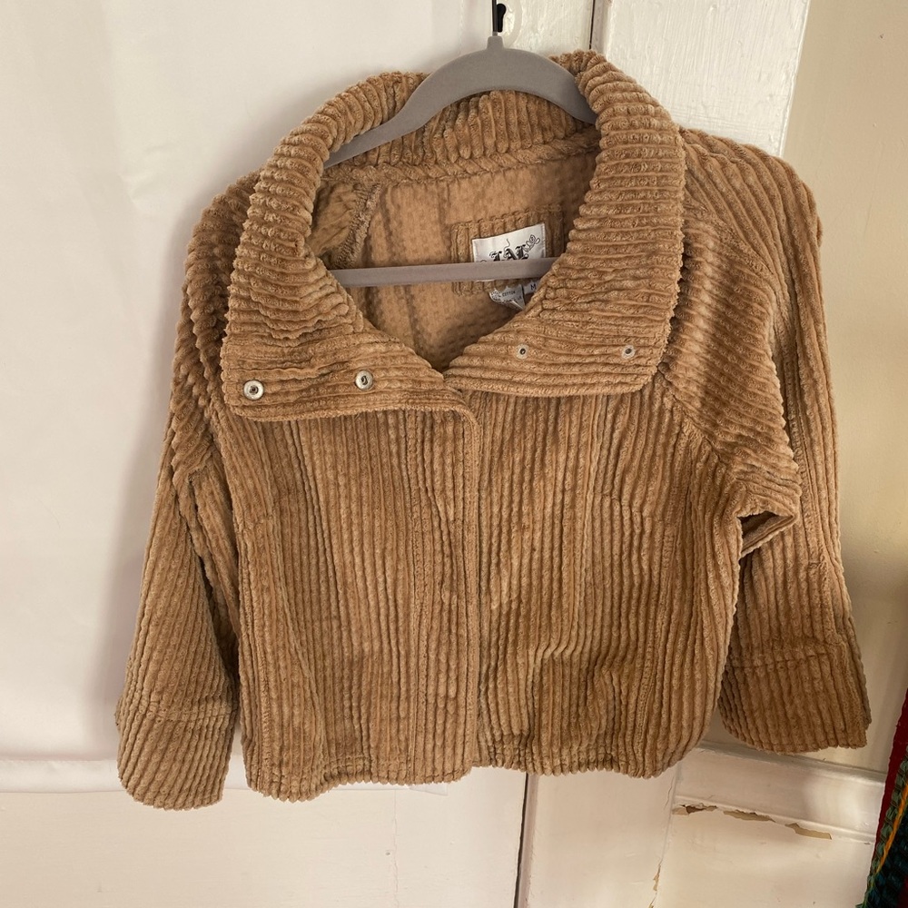 Live a Little Corduroy Cropped Jacket Brown/Tan Medium